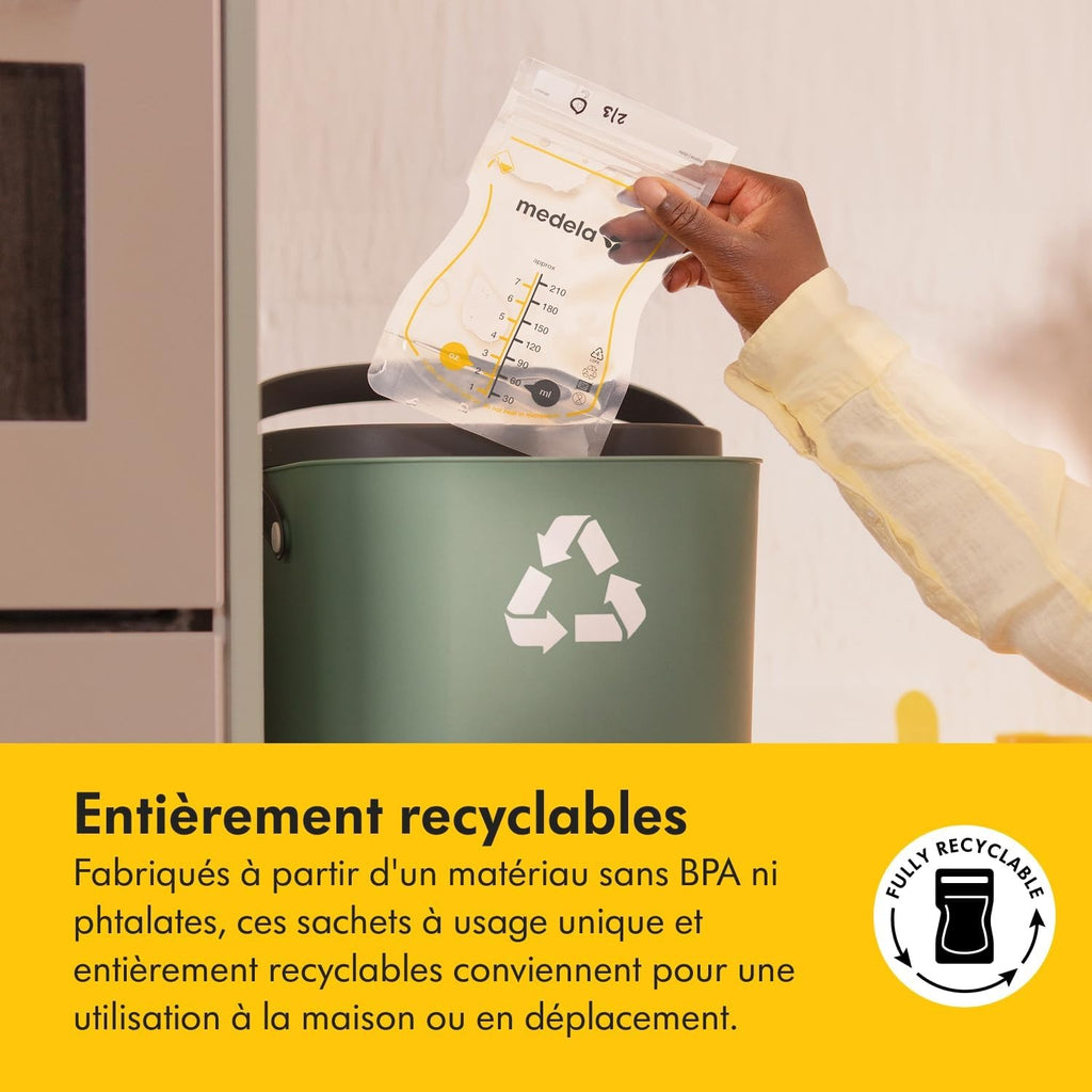 MEDELA Easy Pour - Sachets de conservation du lait maternel, 210 ml, lot de 100