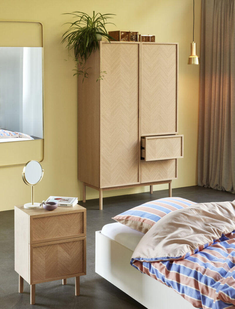 Hübsch Solace Parure de lit simple bleu/orange - taie d'oreiller 60 x 63 cm + housse de couette 140 x 200 cm