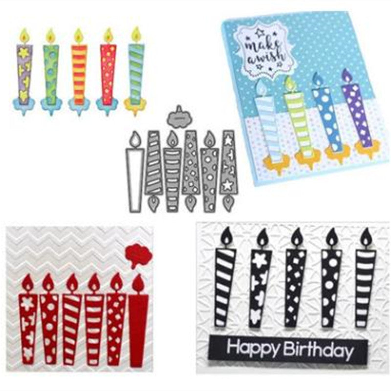 Bougies découpées pour la création de cartes, découpes pour scrapbooking, dies de découpe en métal, découpes de félicitations, tampons de gaufrage pour anniversaire