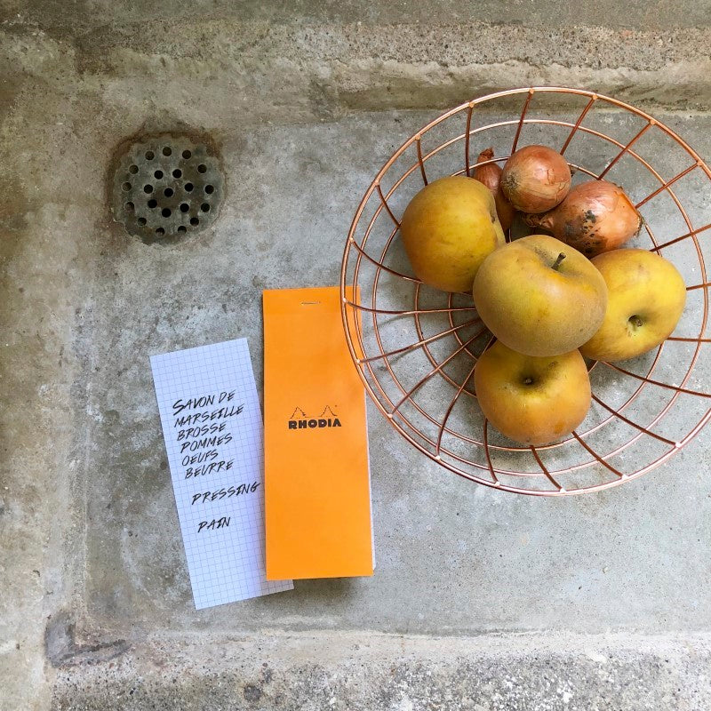 CLAIREFONTAINE Bloc agrafé Rhodia ORANGE N°8 7,4x21 cm 80 feuillets petits carreaux 5x5 80 g