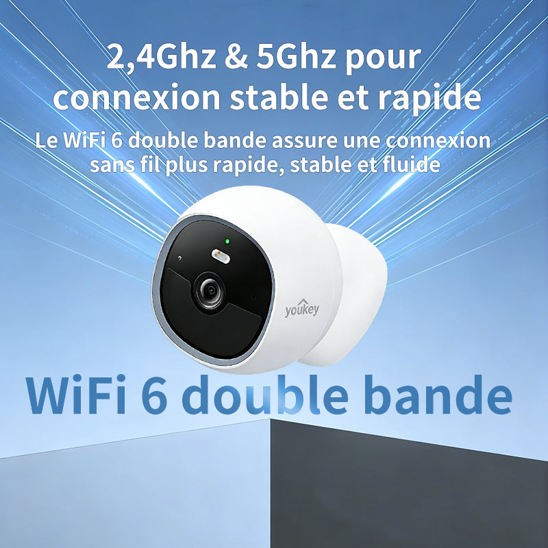 UNIVIEW Youkey S320 Caméra de surveillance magnétique sans fil -2,5 K QHD avec Wi-Fi 6 double bande -150° FOV détection IA personnes et animaux stockage intégré -8 Go vision nocturne