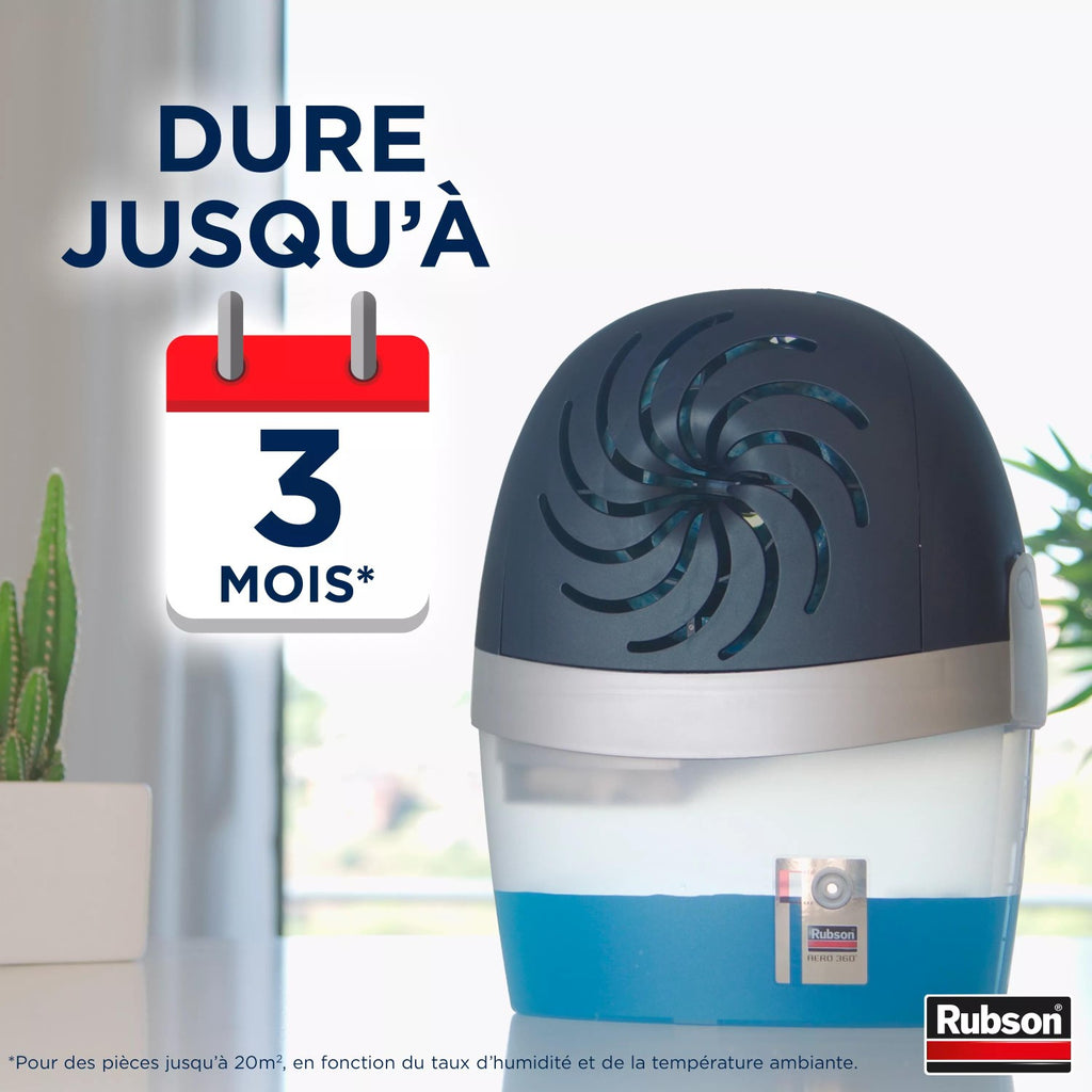 Rubson AERO 360° Recharges en tabs neutres pour absorbeur d'humidité, recharges pour déshumidificateurs AERO 360° ultra absorbantes et anti odeurs, 2 x 450 g