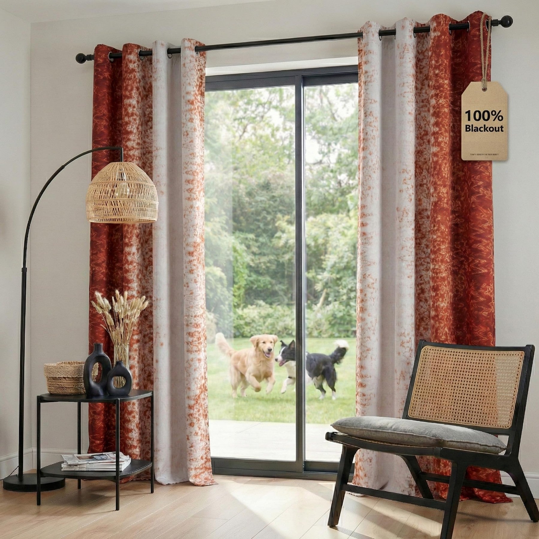 Rideaux Occultants 100% PONY DANCE, Motif Subtil Texturé Terre Cuite Mottelé, Isolation Thermique, pour Chambre ou Salon, Lot de 2 Panneaux, 132 x 220 cm