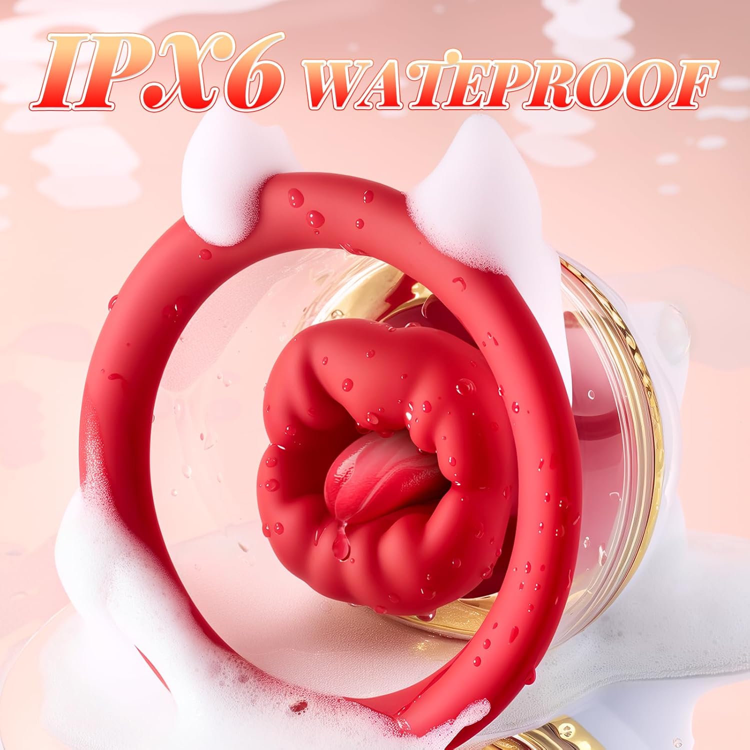 AAV Pleasure Sync 3-en-1 Vibromasseur à Succion Clitoridienne pour Femme, 9,9 cm, 1 Pièce, Rouge, avec 10 Modes Morsure, Succion & Vibration, IPX4 Étanche & Silencieux, Sextoy Adulte pour Couple