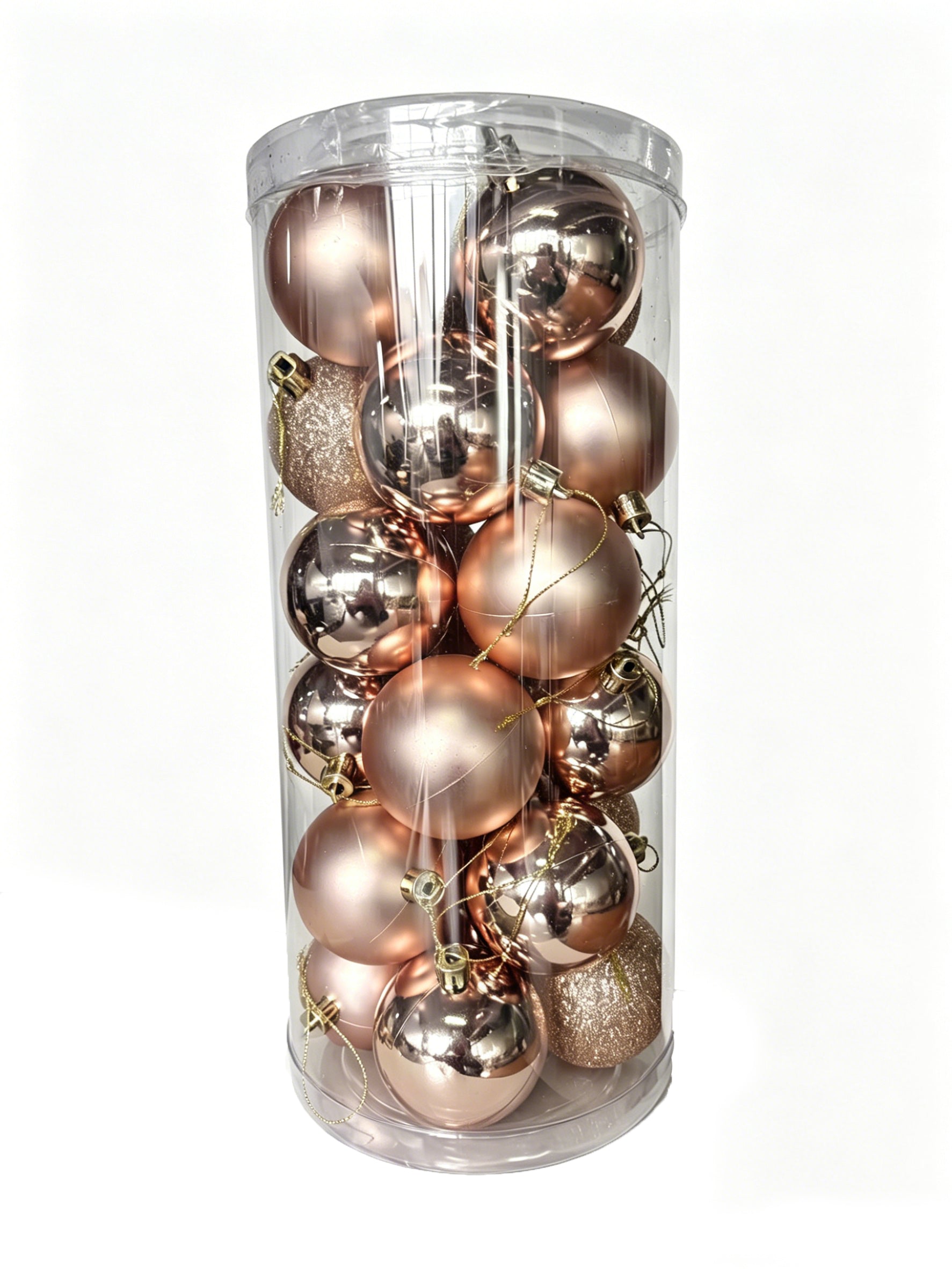Ju7cer 24 boules de Noël incassables, 6 cm/2,36 pouces, guirlande prête à suspendre pour sapin de Noël, convient pour Noël/Halloween/mariages/anniversaires (couleur champagne)