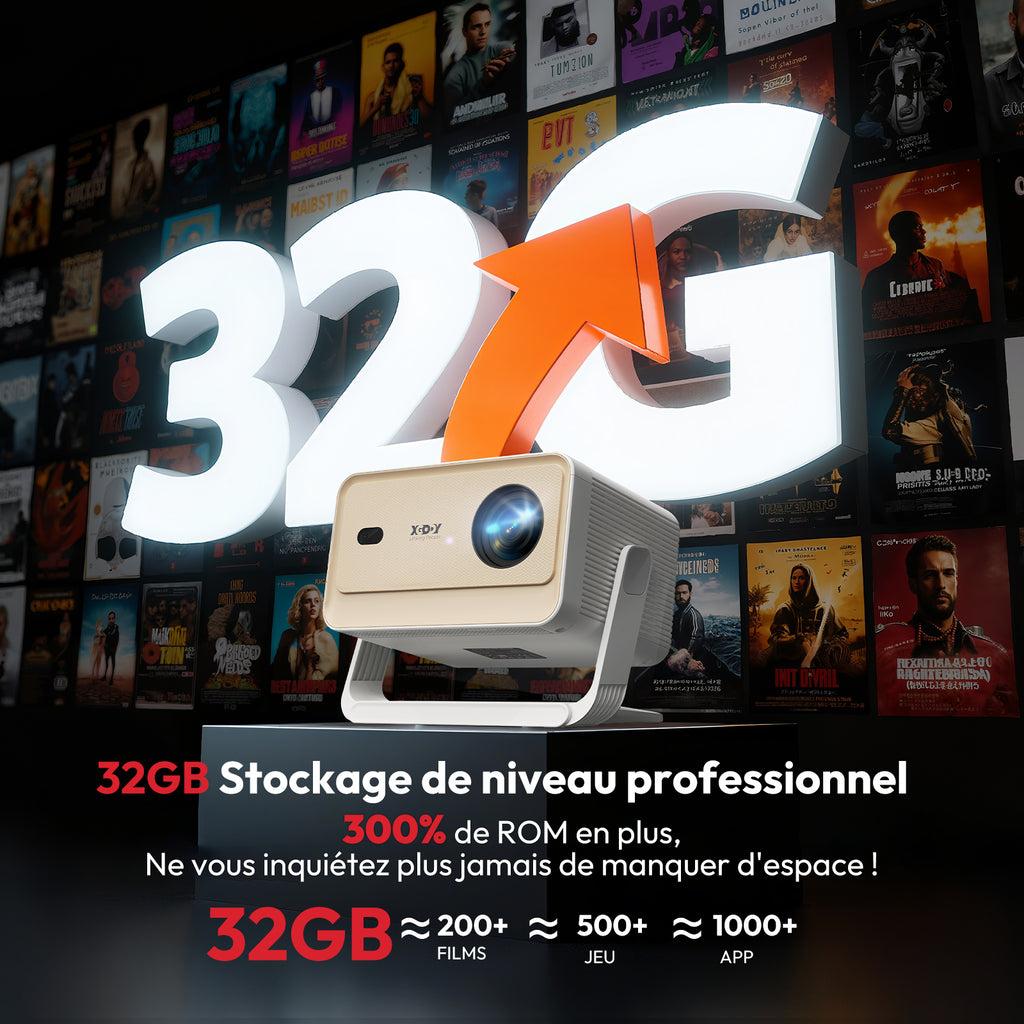 Pack de divertissement pour grand écran - Projecteur portable XGODY Gimbal N6 Pro avec écran de projection de 120 pouces en cadeau