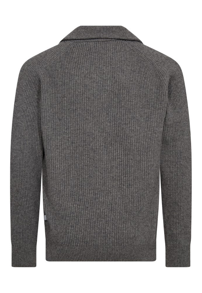Resteröds Liam Pull-over à zip en maille Gris clair chiné L