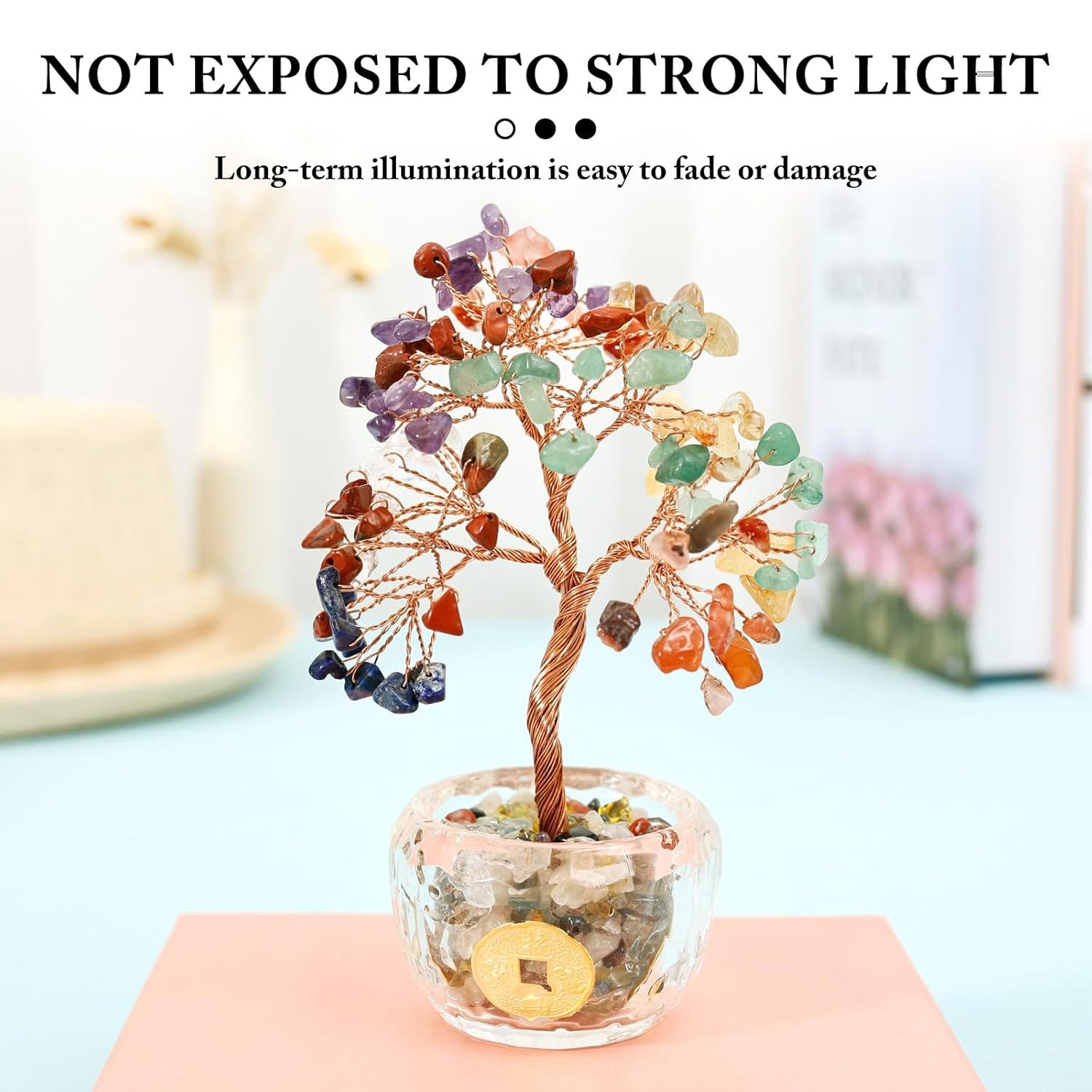 Ju7cer 1 pc Arbre Porte-Monnaie : Base en Cristal Bol à Pièces en Alliage et Diamants, Arbre de Richesse en Pierres Précieuses, Cadeau de Noël Porte-Bonheur, Décoration pour Bureau