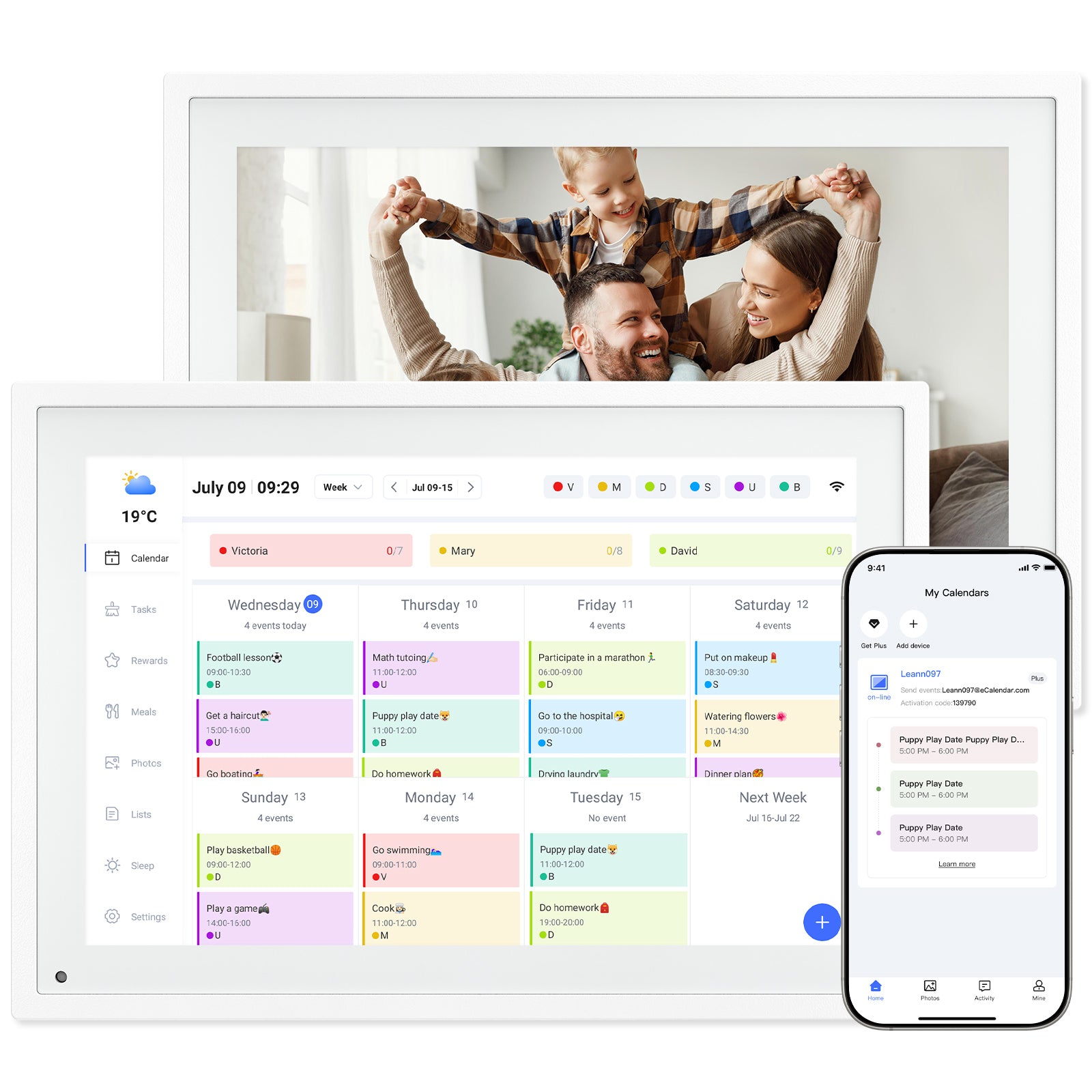 Calendrier Numérique WIFI TABWEE P10 - Cadre Photo Numérique 10,1", Tableau de Planification Électronique pour Famille et Réunions