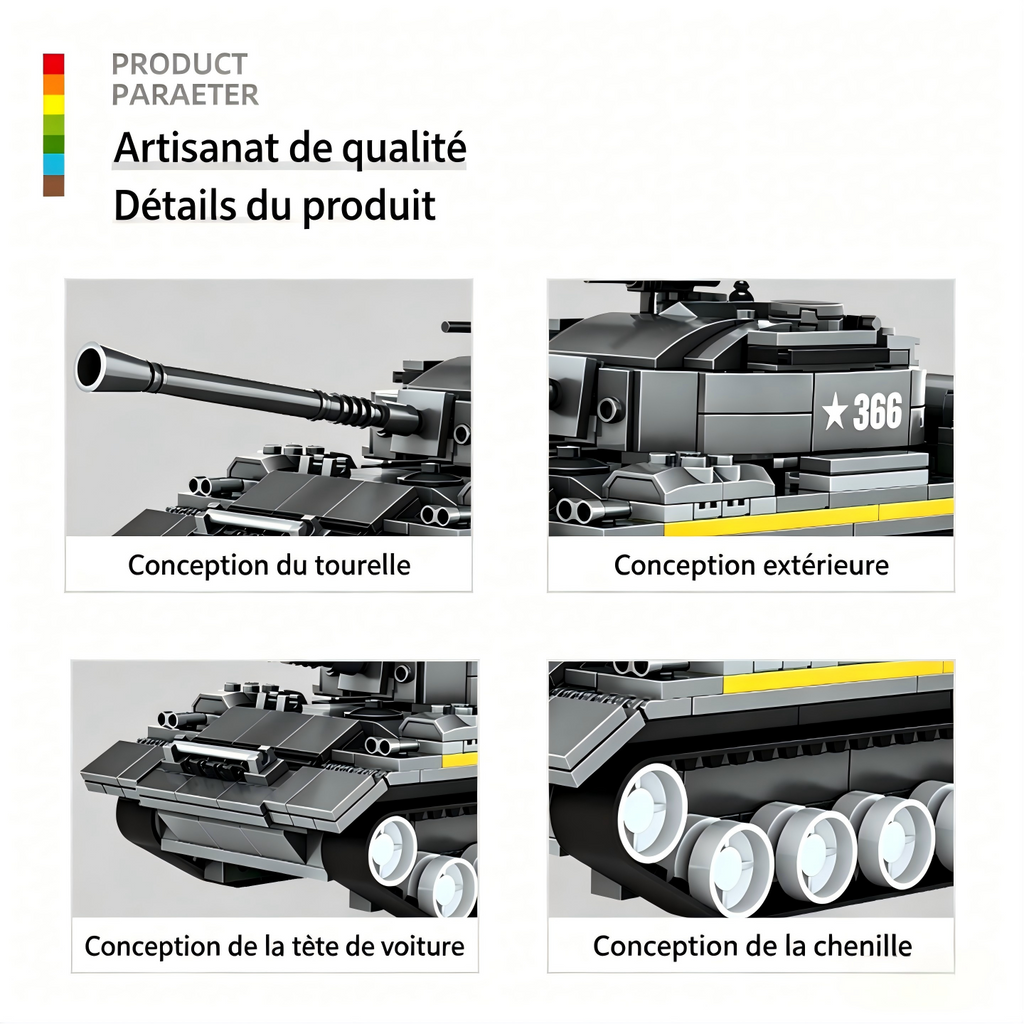WANGE T‑54 Ensemble de Blocs de Construction 346 Pièces pour Tank Moyen pour Bricoleurs