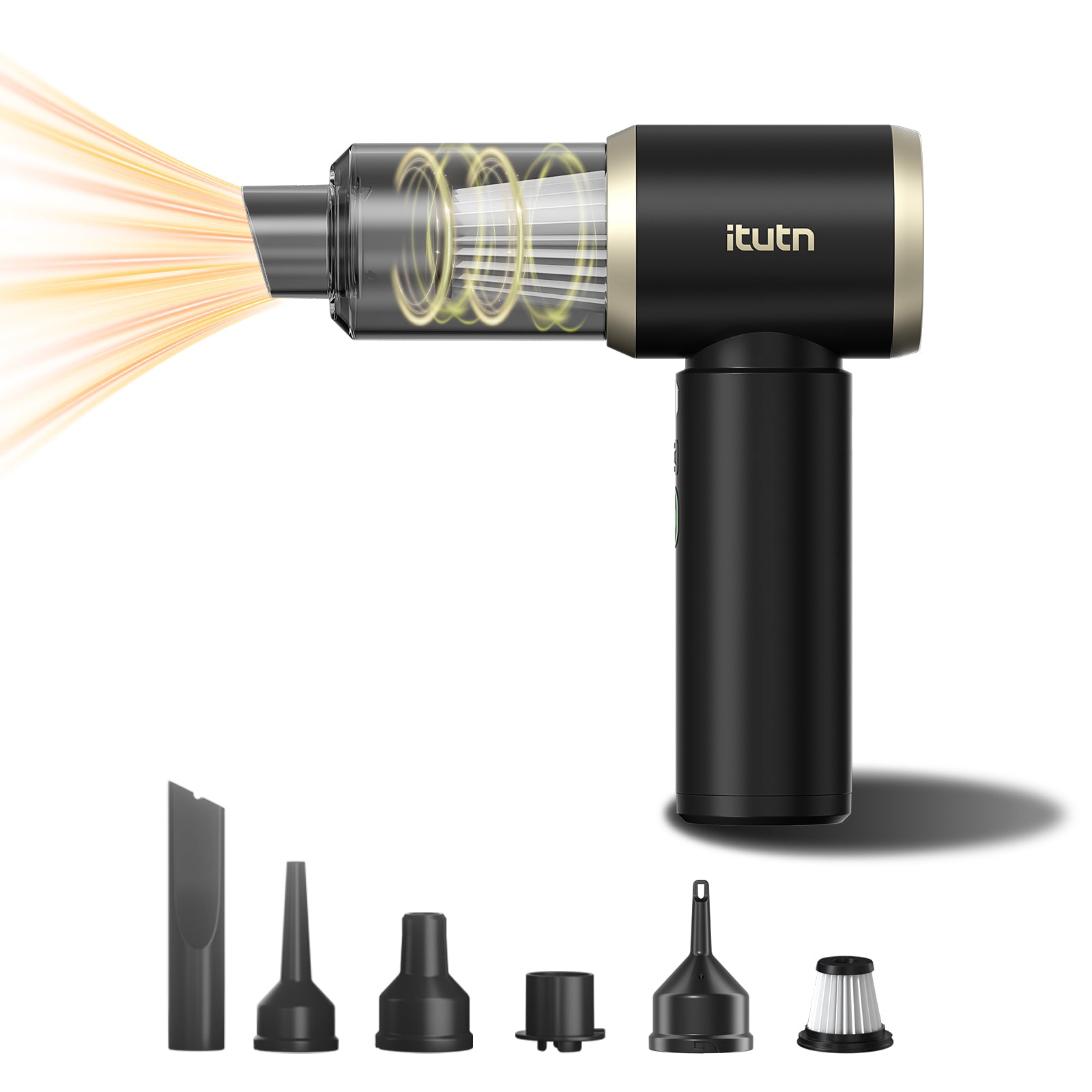 Aspirateur voiture sans fil portable Y8-Max avec éclairage LED | Puissance d'aspiration 18 000 PA | Mini aspirateur 5-en-1 & souffleur à air comprimé | Aspirateur à main pour maison