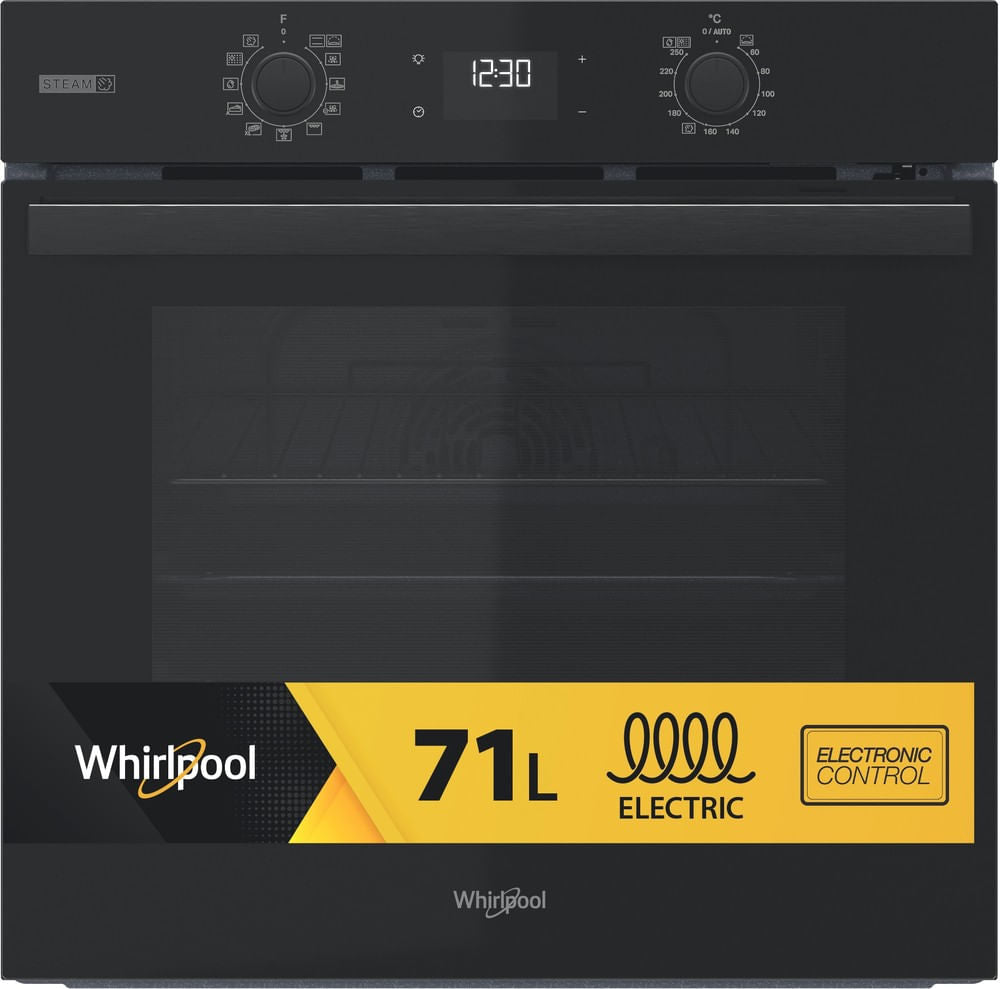 WHIRLPOOL OMSR58RU1SB Four encastrable pyrolyse noir Steam+ 71 L Classe A+