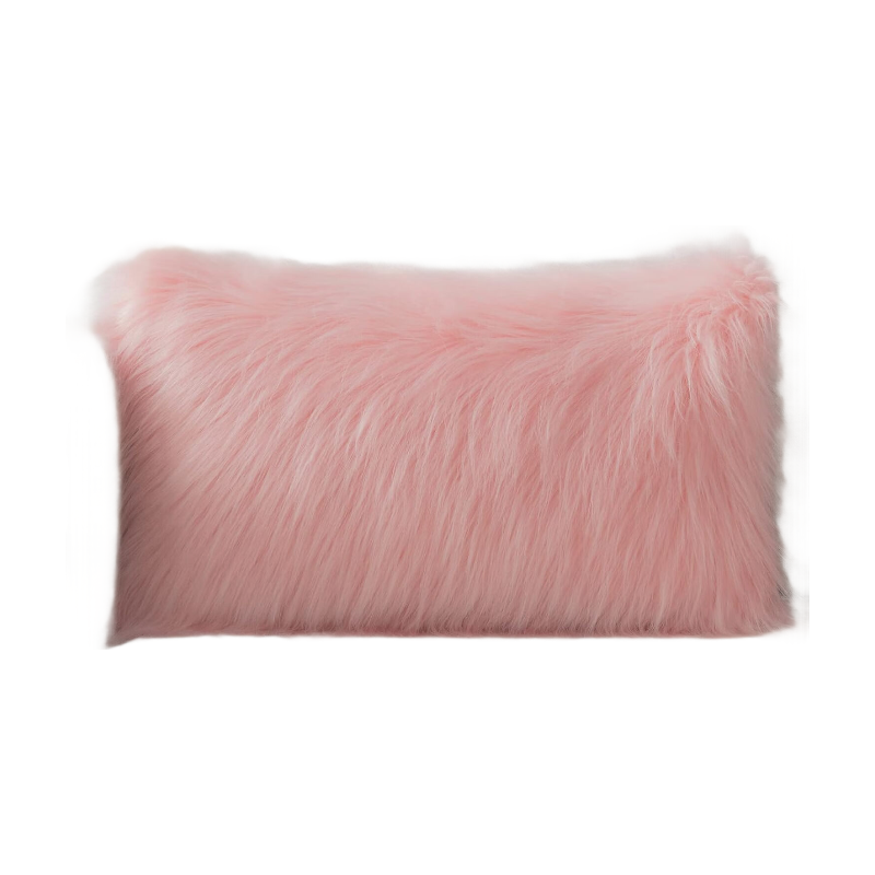PHANTOSCOPE Taie d'oreiller décorative miroir fantôme en peluche couleur unie, Taie d'oreiller de luxe moelleuse de style mongol, Convient pour chambre et canapé, Rose 18 x 18 pouces