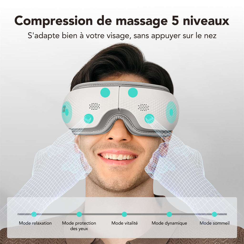 SKG ES300 Masseur oculaire Massage chauffant par coussin d'air - léger, douillet et merveilleusement confortable Soulage la fatigue oculaire Cadeau pour l'être aimé