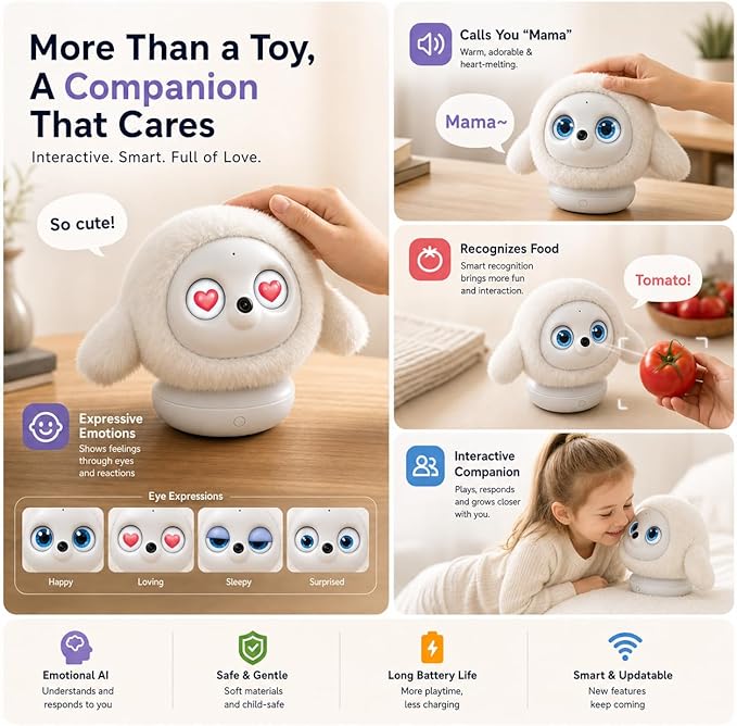 Cadeau caché de 85 € après la réception | Robot pour animaux Ropet AI (version pro) cerveau IA, température corporelle biomimétique, toucher de chat, apaisement par toucher