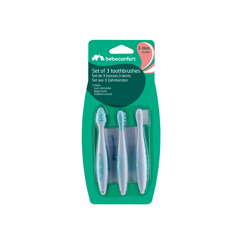 BEBE CONFORT Lot de brosses à dents bébé 3 étapes 3 unités