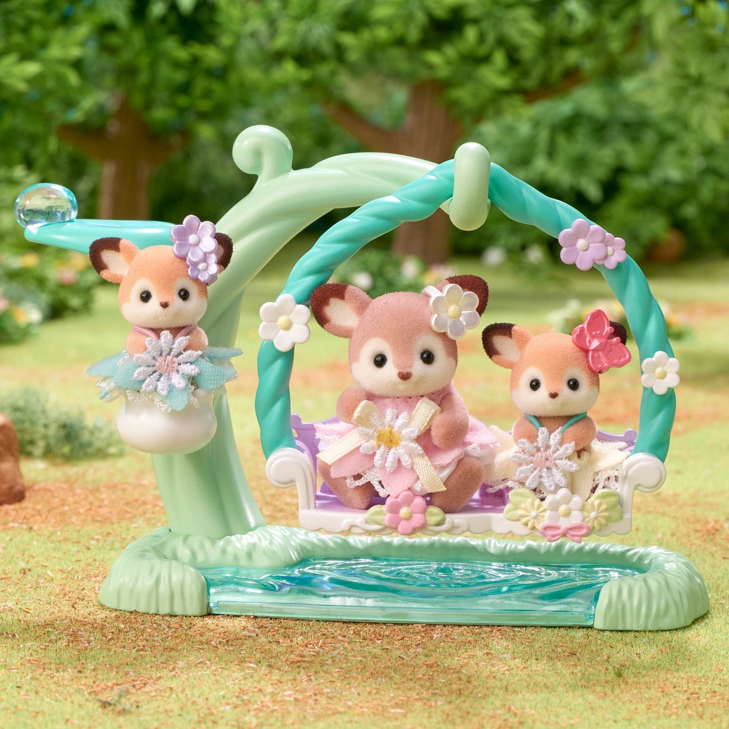 Sylvanian Families Coffret de Jeu Balançoire Florale Bébés Cerfs