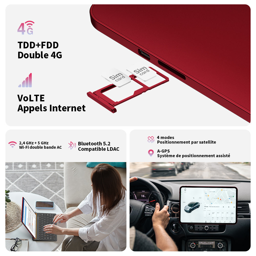 TECLAST T65 Plus Tablette écran 13,4 pouces avec taux de rafraîchissement 120 Hz, Android 15, Double SIM 4G LTE + WiFi 5G, processeur octa-core MTK Helio G99 jusqu'à 2,2 GHz, 20 Go (8 Go + 12 Go virtuels) RAM + 256 Go ROM, caméras 8 MP + 13 MP, BT5.2