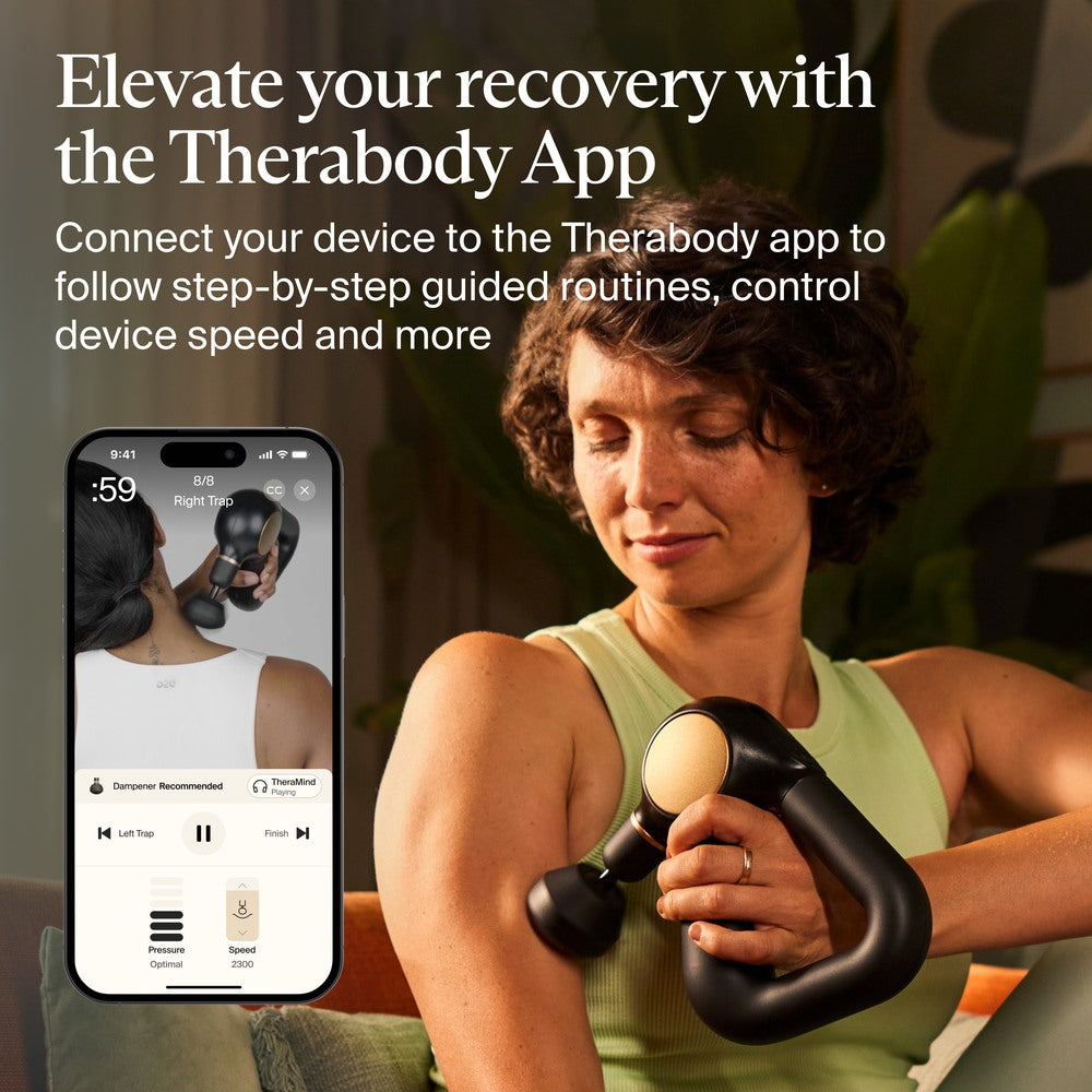 Therabody Theragun Sense 1re génération Pistolet de massage relaxant avec programmes guidés pour soulagement du stress, des tensions musculaires et aide au sommeil