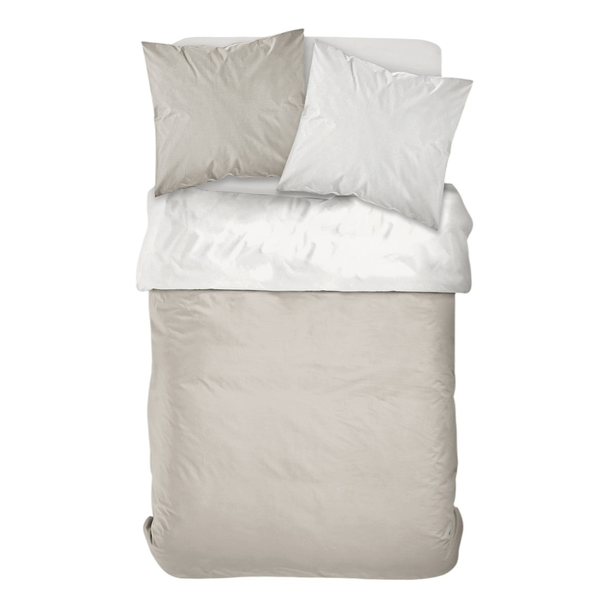 TODAY Parure de lit double 240 x 260 cm - Percale - Bicolore craie/sable de plage