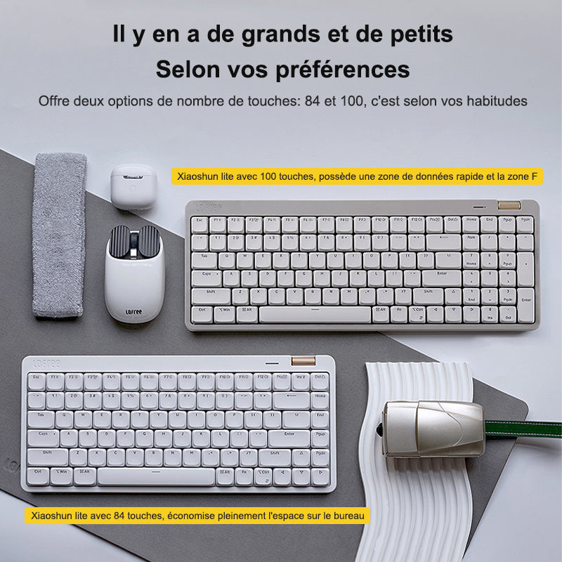 Lofree OE921 clavier de bureau sans fil triple mode 75 %, disposition QWERTY US, 84 touches, interrupteurs linéaires à profil bas, batterie 2000 mAh, molette de volume, rose