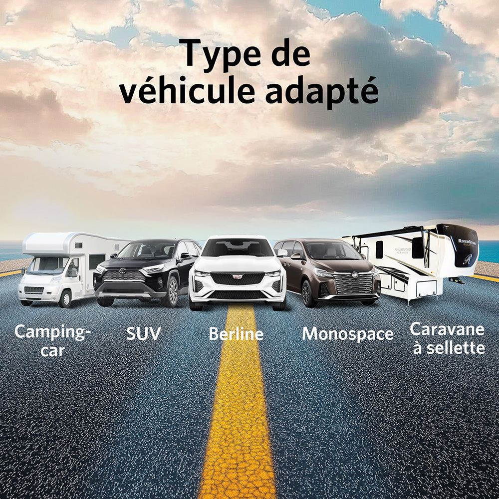 Tymate Système de surveillance de la pression des pneus pour camping-car, moniteur de pression des pneus à recharge solaire, équipé de 6 capteurs, 6 modes d’alarme, répéteur
