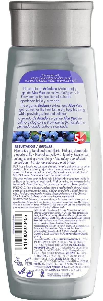 NaturVital Masque capillaire argenté 300 ml