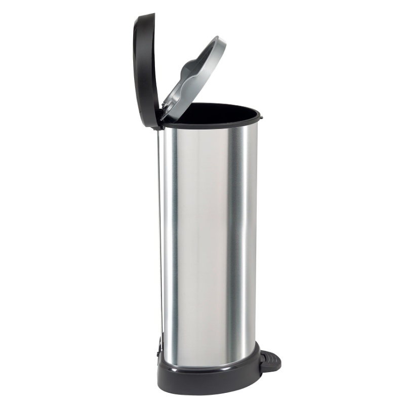 CURVER Poubelle à pédale D-SHAPED 40L Noir / Argent