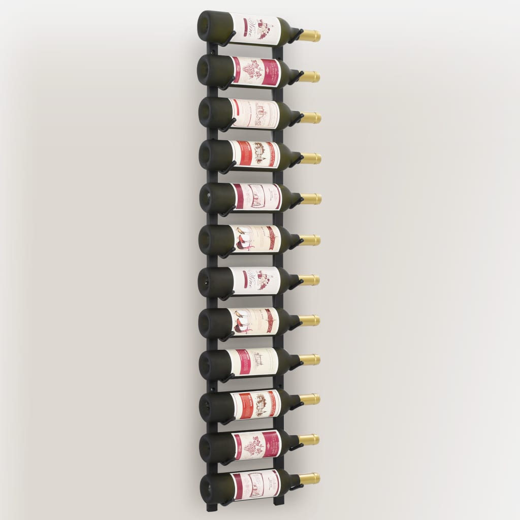 Porte-bouteilles 3 - porte-bouteilles mural en métal à profondeur simple - rangement moderne pour le vin, facile d’accès - porte-bouteilles gain de place pouvant stocker 12 bouteilles de vin