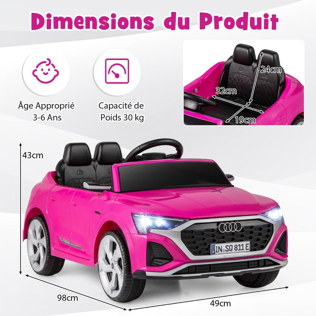 Costway Voiture électrique pour enfants 12 V, édition sous licence Audi SQ8, avec télécommande, klaxon, éclairage LED, musique, contrôle de vitesse à 3 niveaux