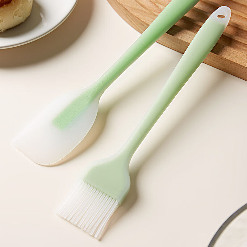 BJ Ensemble vert clair de pinceau à huile et de spatule-grattoir 21 cm