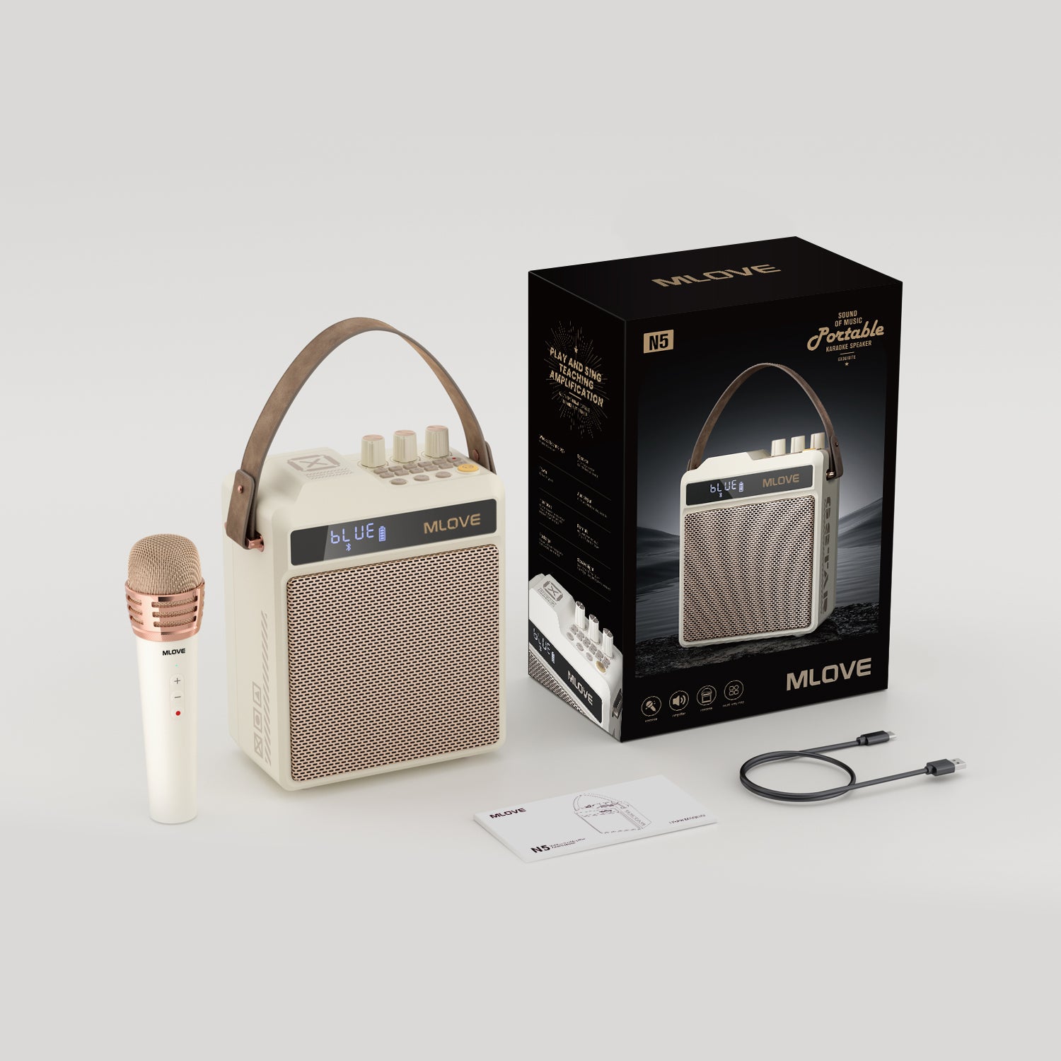 Mlove N5 Système tout-en-un karaoké et PA avec casque sans fil + micro sans fil à main, processeur audio DSP Pro