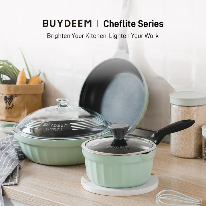 BUYDEEM Casserole en fonte d'aluminium antiadhésive, 1,9 L