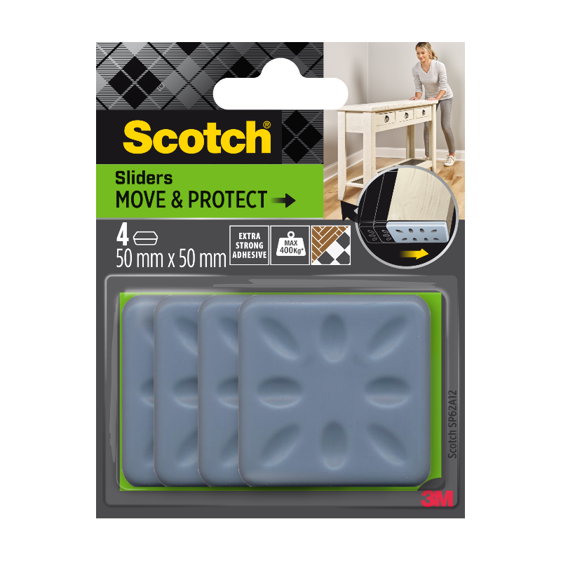 Scotch® Patin glisseur alvéolé adhésif Gris 50 x 50mm