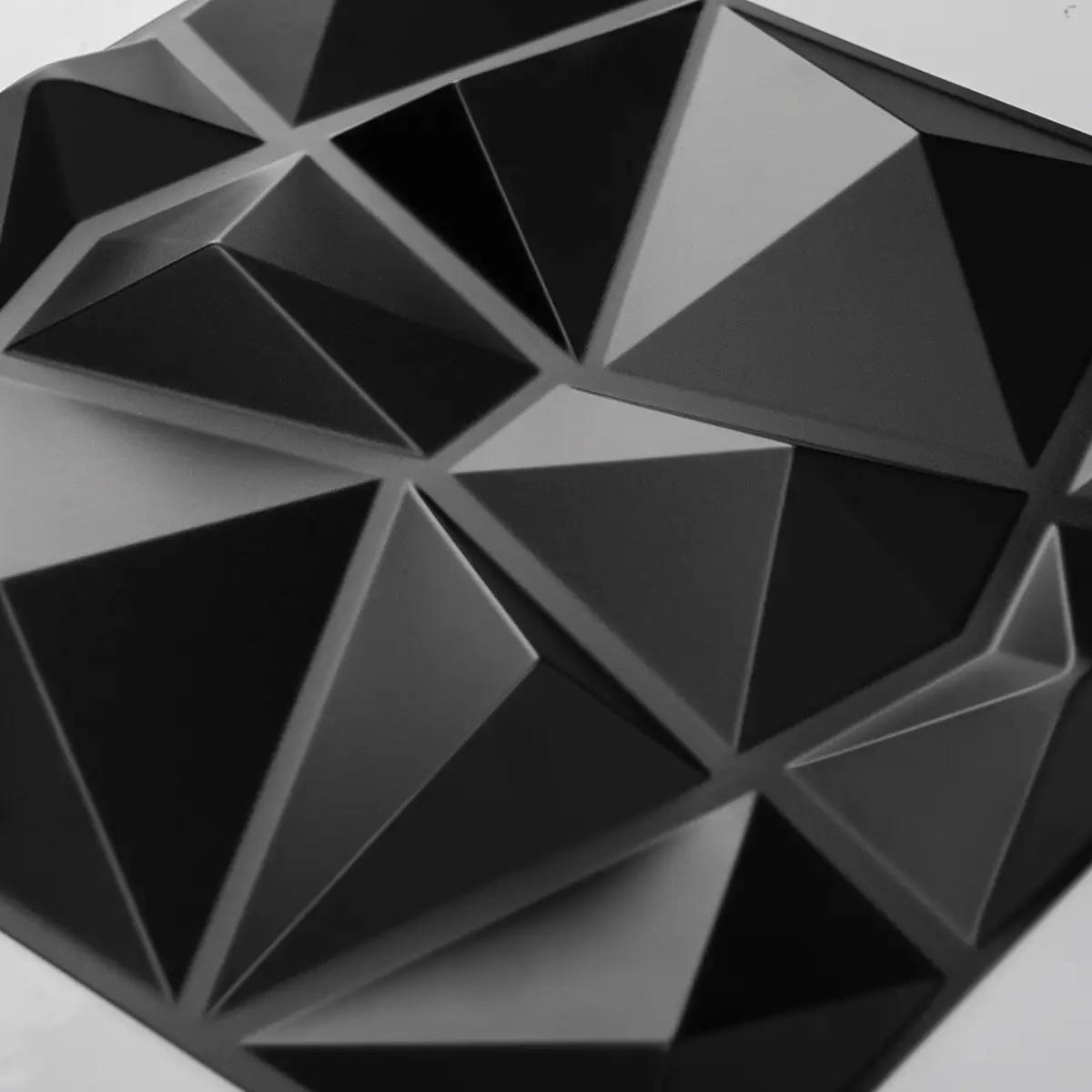 Art3d Panneaux muraux 3D Premium à motif diamant - Noir 30 x 30 cm (Lot de 33)