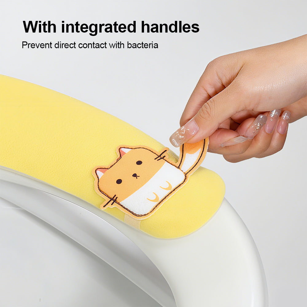 SNSP Lot de 4 paires de coussins de siège de toilette adhésifs, lavables, avec poignée et autocollants