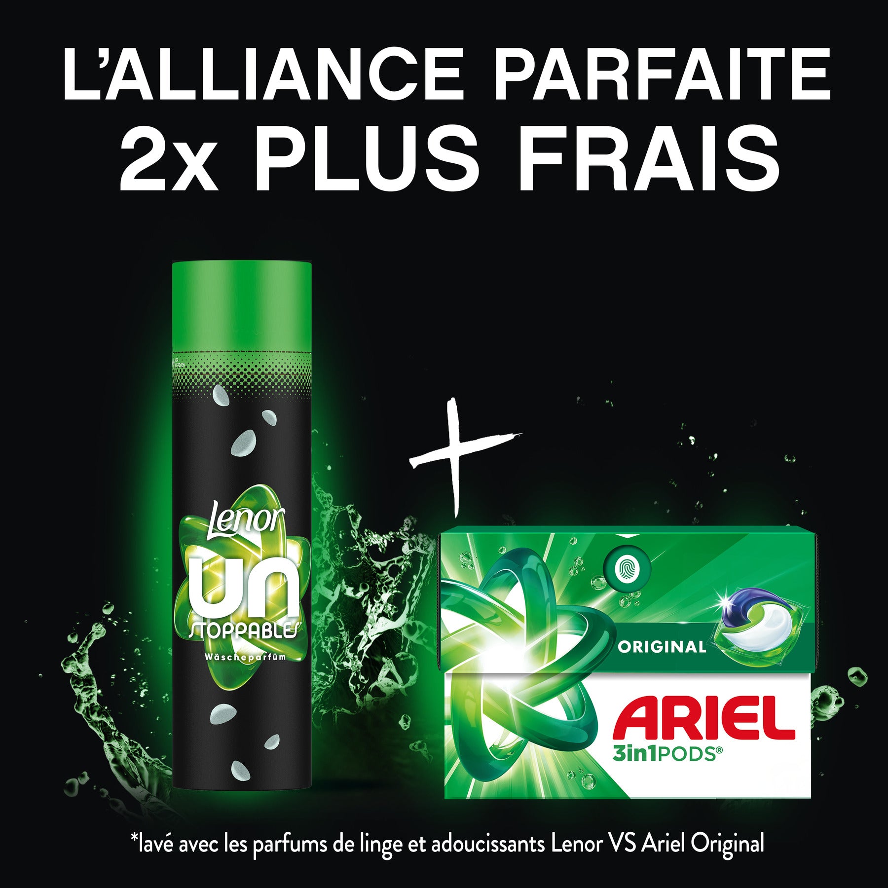 Lenor Unstoppables Perles parfumées pour le linge Fraîcheur laineuse Ariel Original 240 g