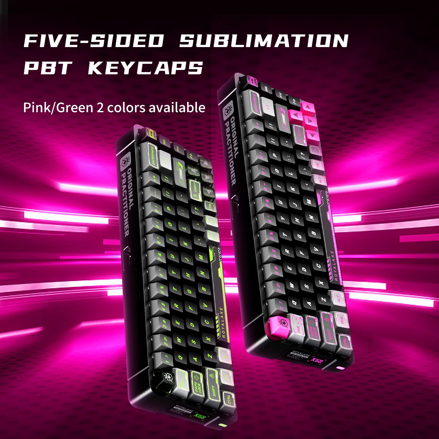 Clavier Royalaxe X68 Full Aluminium | Switchs Gateron Magnetic Jade | Disposition US Layout QWERTY | Clavier Mécanique Gamer Filaire RT FPS (Valorant, CS2)