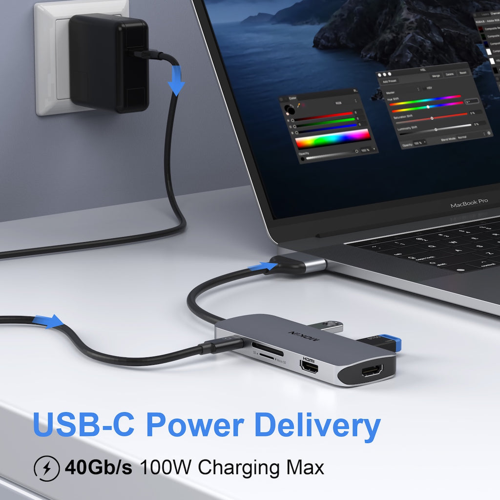 MOKiN Station d'accueil 2 USB-C vers 2 HDMI + 3 USB 3.0 + PD + SD/TF