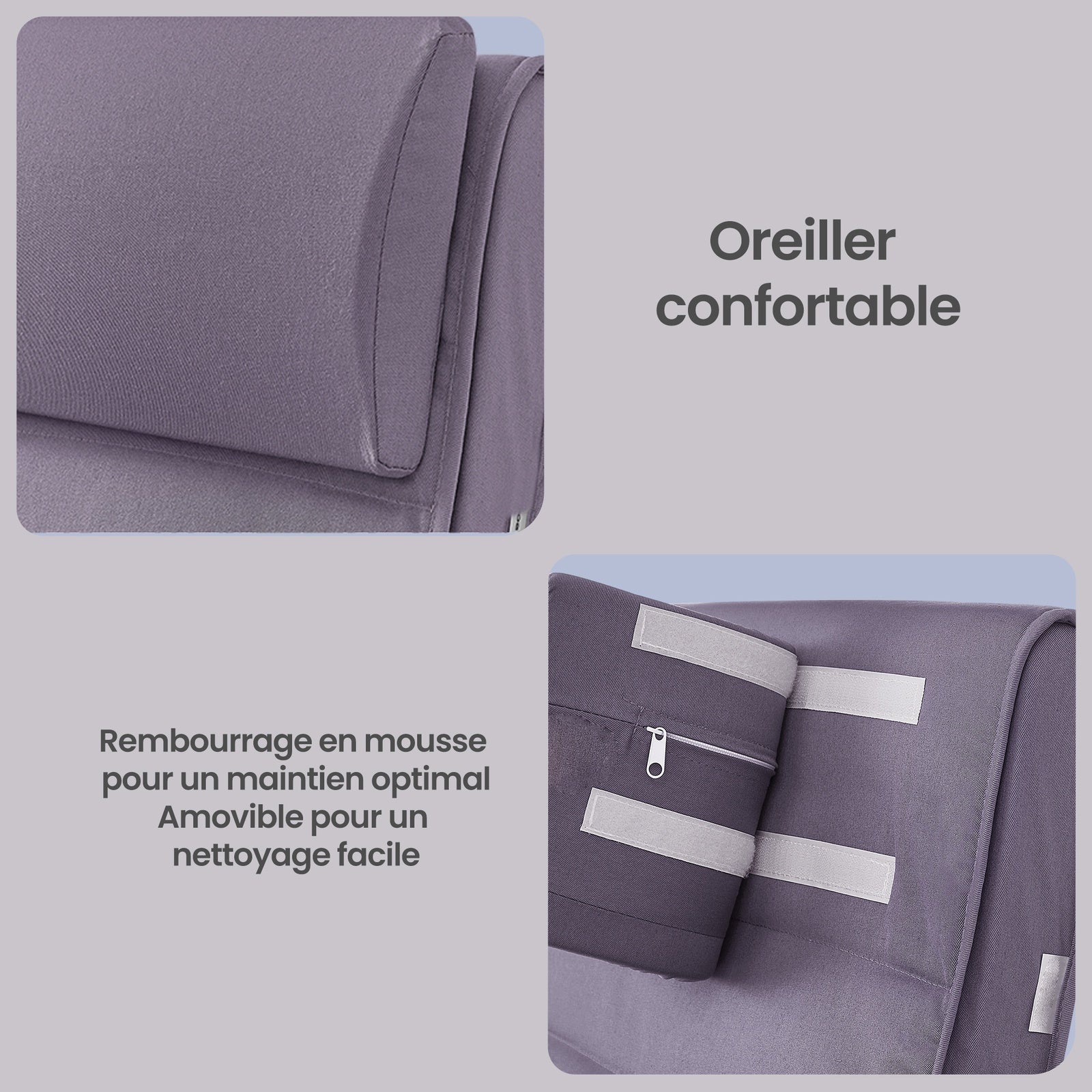 JOYFURNOS Fauteuil à bascule avec accoudoirs, Fauteuil lounge à bascule en bois de bouleau, Repose-pieds 5 positions réglables, Gris clair et Naturel