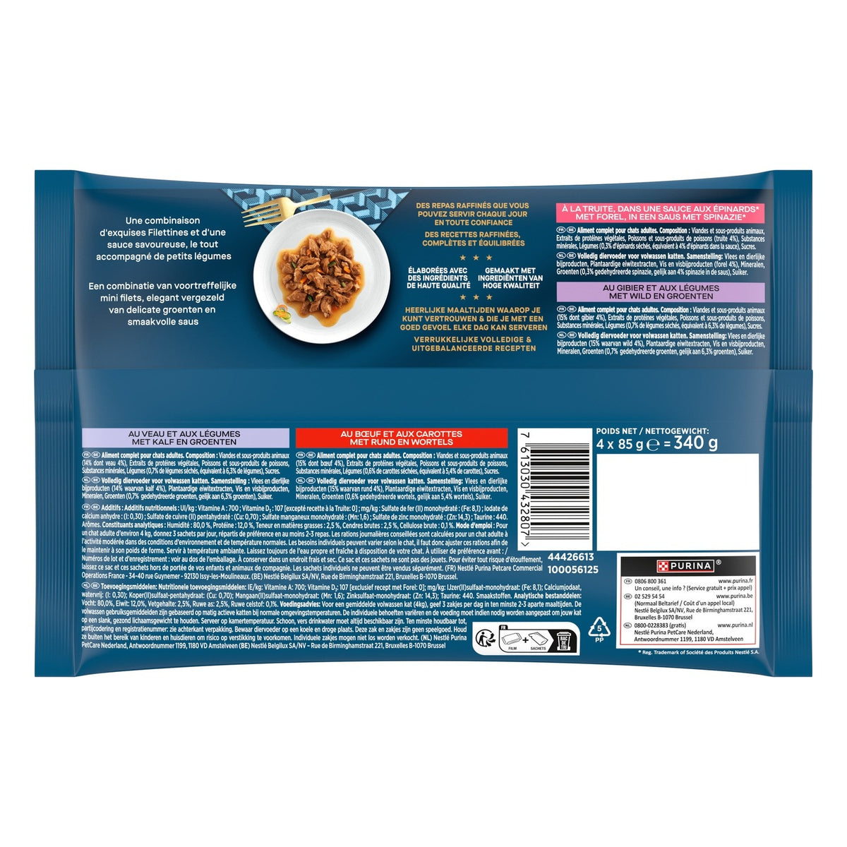 Gourmet Perle Filettines aux légumes - Pack assorti pour chat - 4 x 85 g