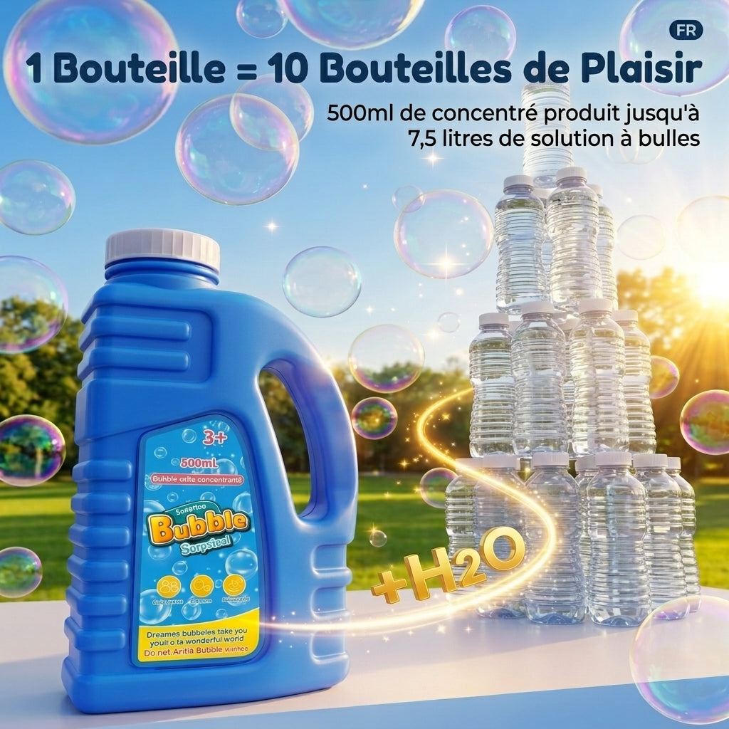 Tokky Solution Concentrée pour Bulles (500ml), Permet de préparer jusqu'à 7,5 litres, Recharge de Bulles Géantes Sûre et Non Toxique, Parfait pour les Machines à Bulles