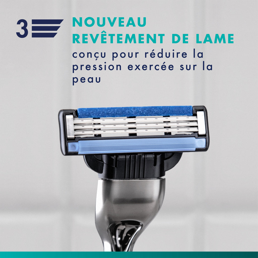 Gillette Mach3 Recharges De Lames De Rasoir pour Homme, À 3 Lames, 6 Recharges De Lames, Lames Plus Résistantes Que L’Acier