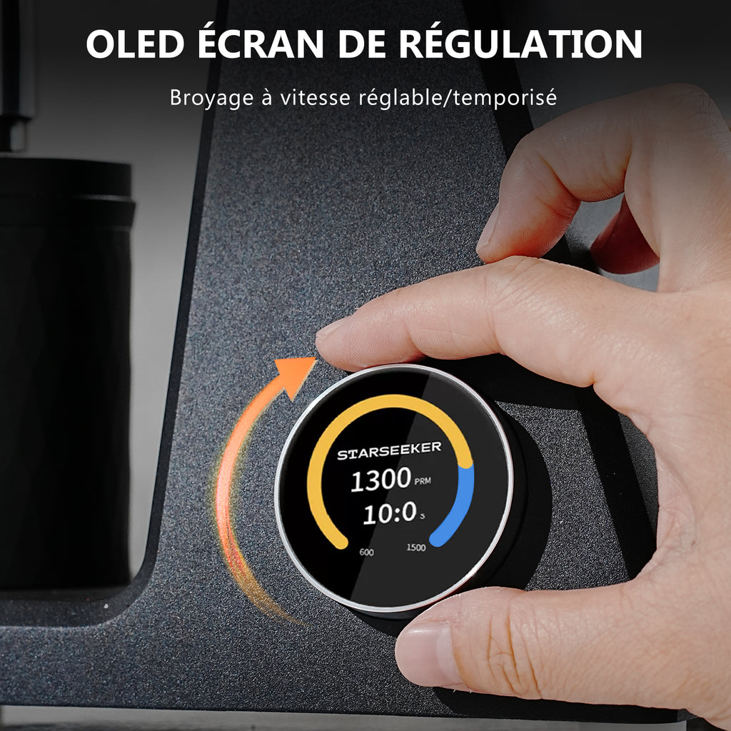 STARSEEKER Moulin à café électrique 74 mm pour espresso et café filtré avec minuteur