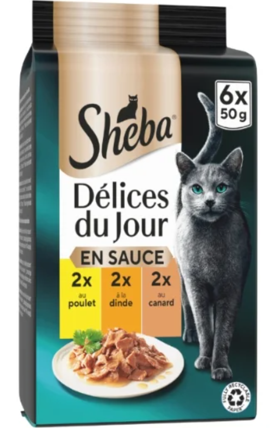 Sheba Délices du Jour à la Volaille - Aliment pour chat - 6 x 50 g