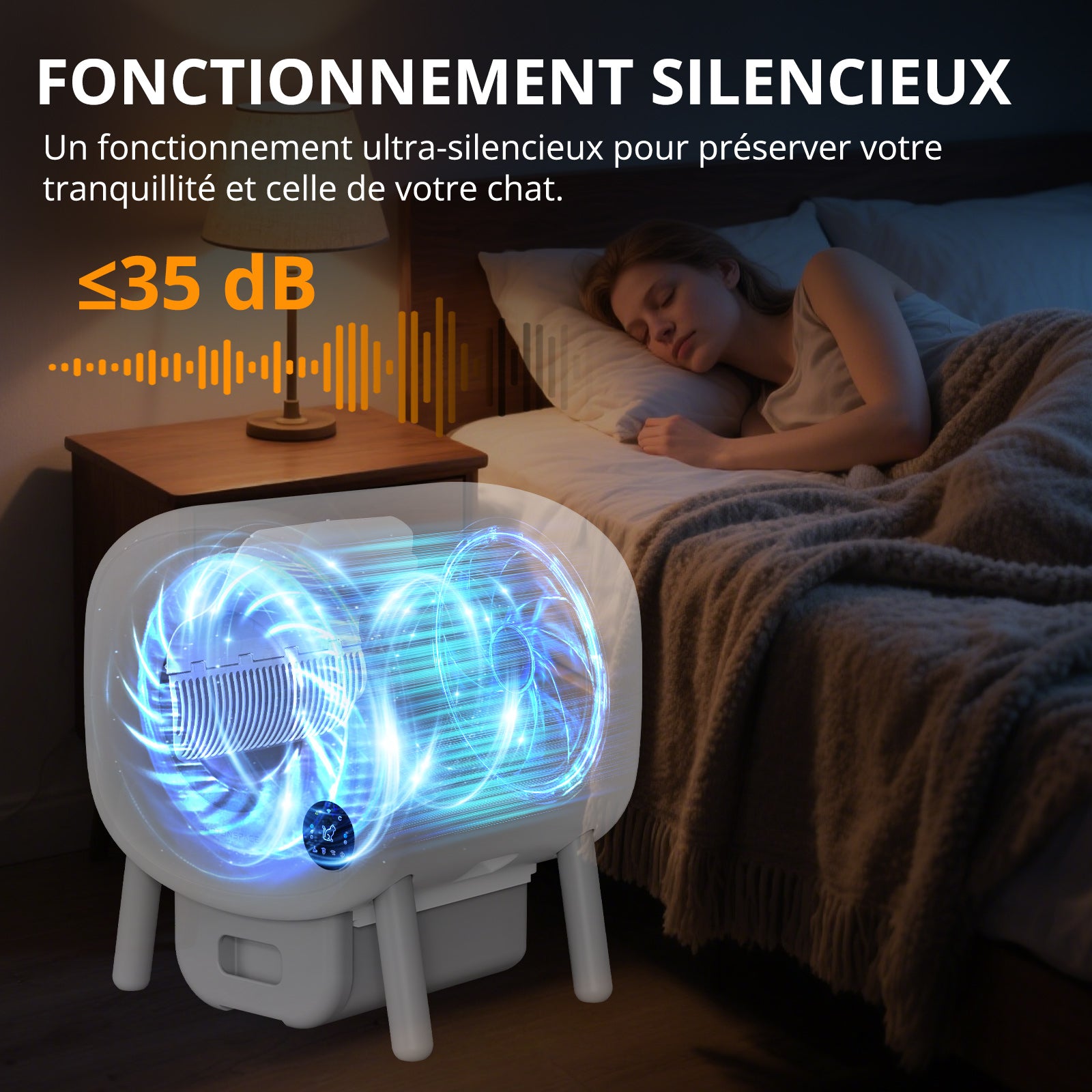 PHOTONSPACE XXL 95L – Bac à litière automatique autonettoyant – Confort mains libres, sécurité avancée et contrôle des odeurs pour les foyers avec plusieurs chats