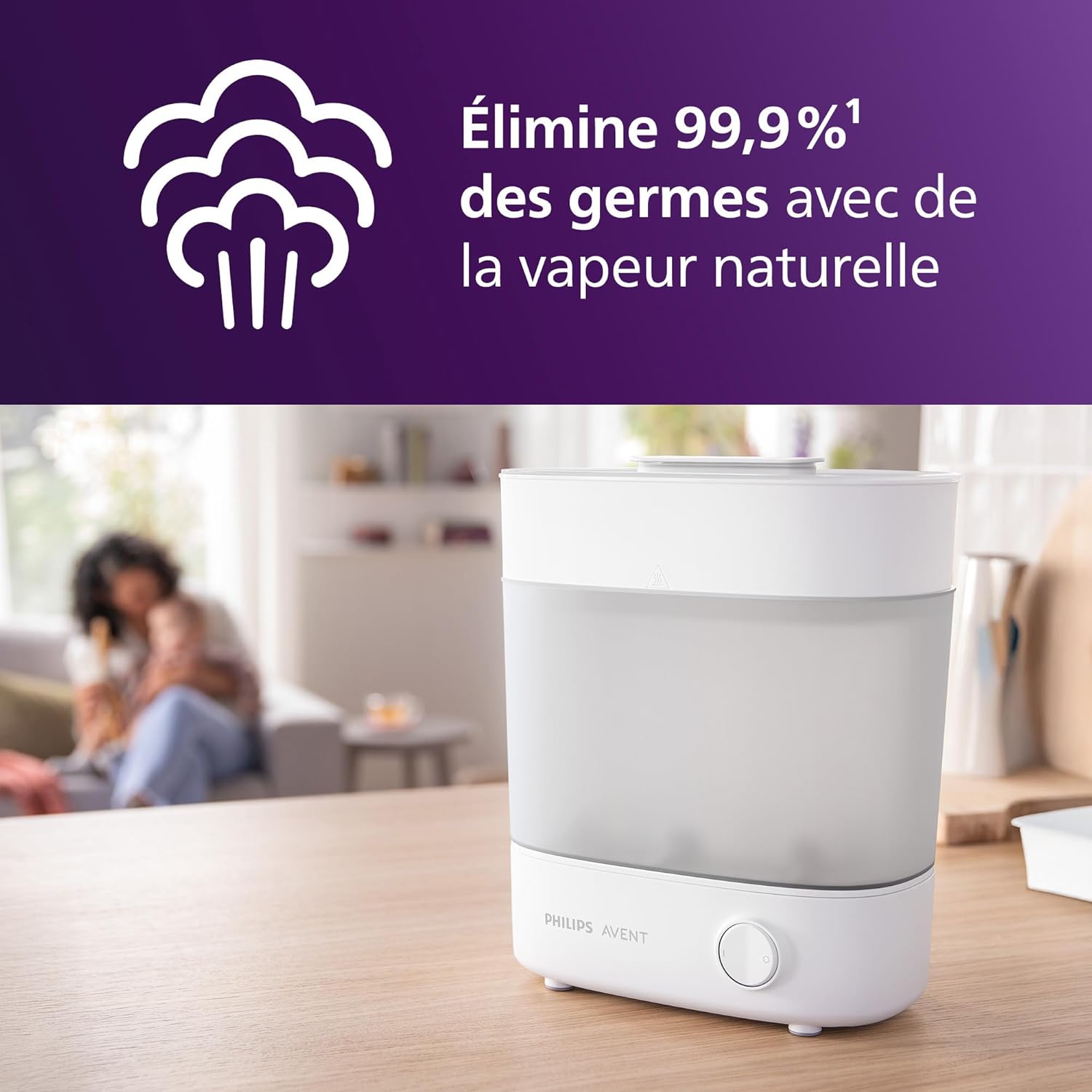 Philips Avent SCF291/00 - Stérilisateur Électrique à Vapeur 3-en-1 pour Biberons et Accessoires - Blanc