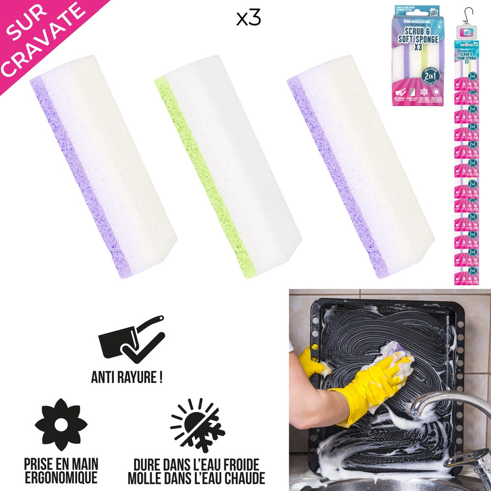 JE CHERCHE UNE IDEE Éponge à récurer multifonction en mousse Lot de 3