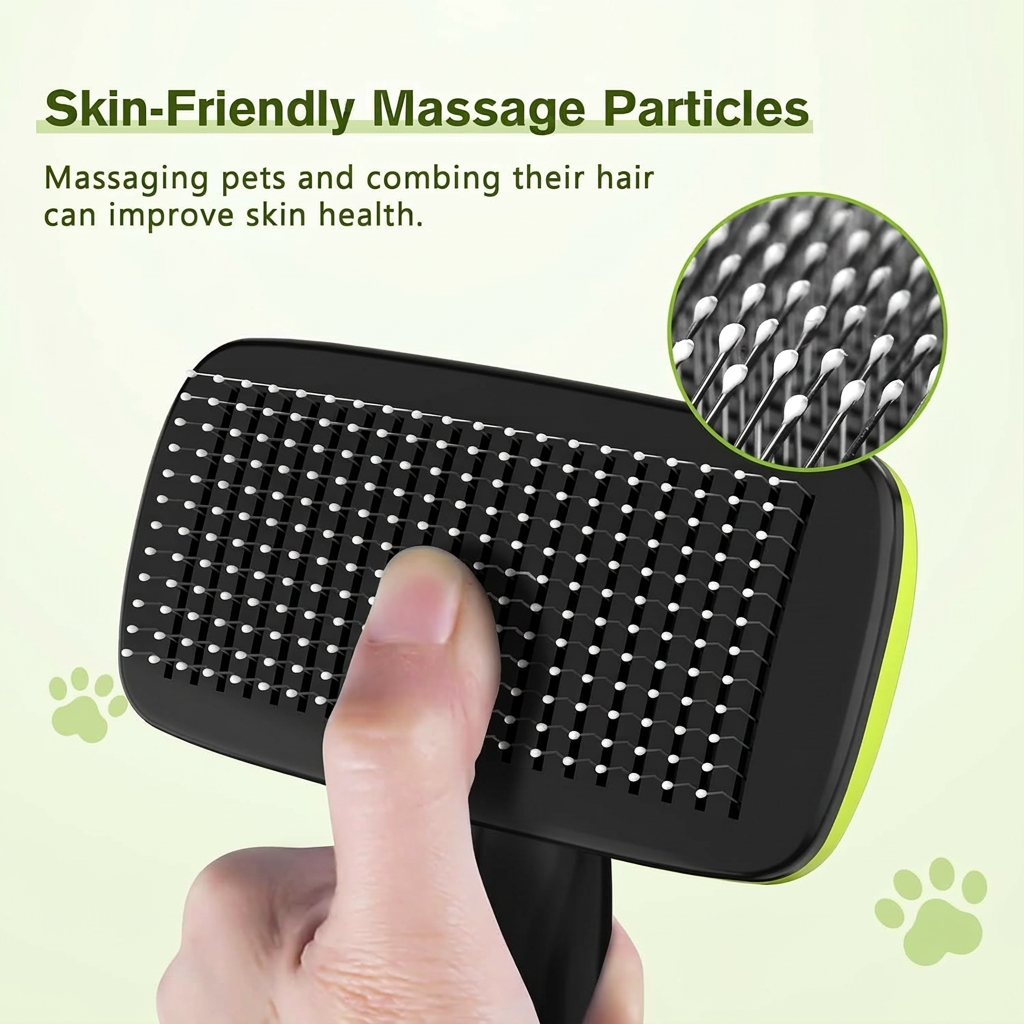 Pecute Peigne rétractable basique pour animaux de compagnie (Petit, avec perles adhésives) | Couleur : Vert + Noir