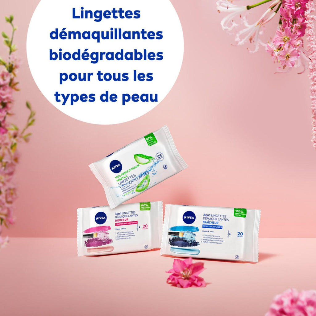 NIVEA Lingettes Démaquillantes Visage Douceur 20 Lingettes